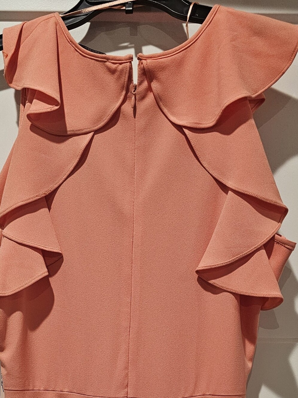 Nicole Miller Peach One-Shoulder Ruffle Dress